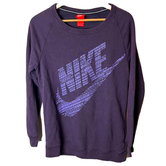 Nike Purple Logo Sweatshirt Women Size Small Pullover Athletic Gym Active - Picture 1 of 5